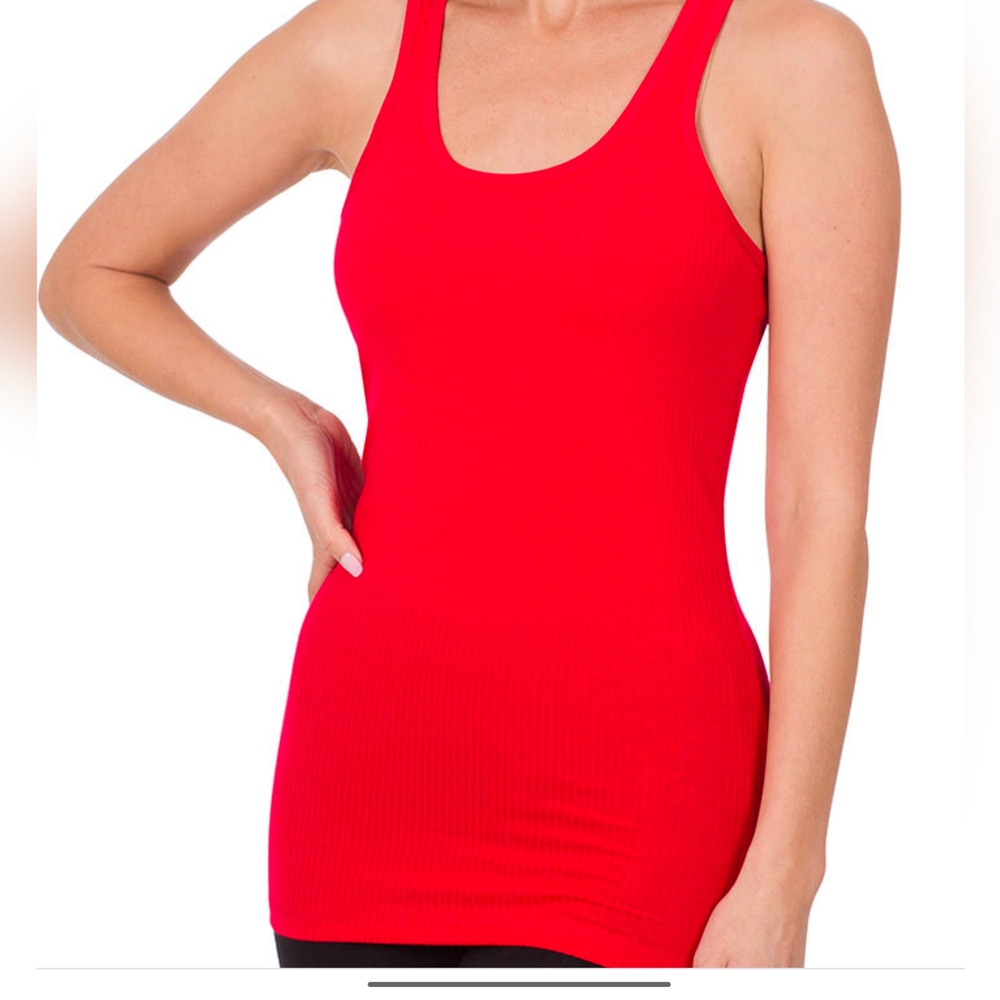 Zenana Women's Ruby Red Ribbed Tank Top